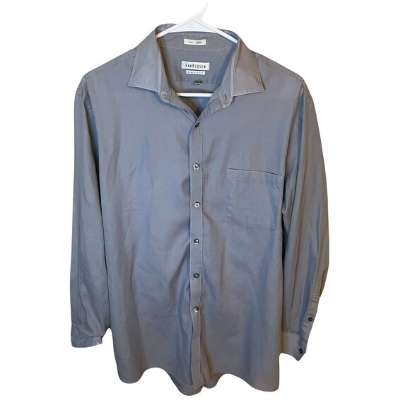 Van Heusen Fitted Men’s L Light Gray Long Sleeve Button Down Dress Shirt Used - Picture 1 of 10